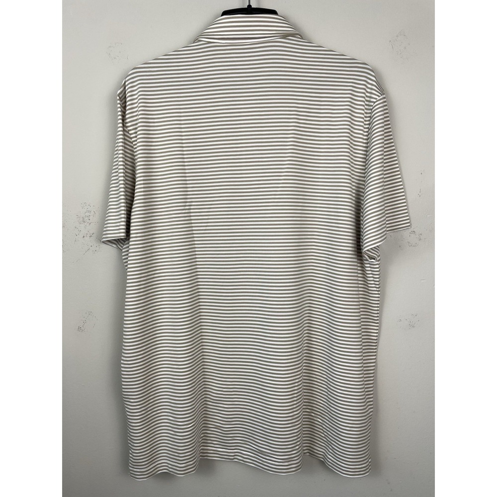 G/FORE Air Play Stripe Polo Shirt Mens XXL Dune Beige White Golf Pima Stretch - Picture 3 of 8